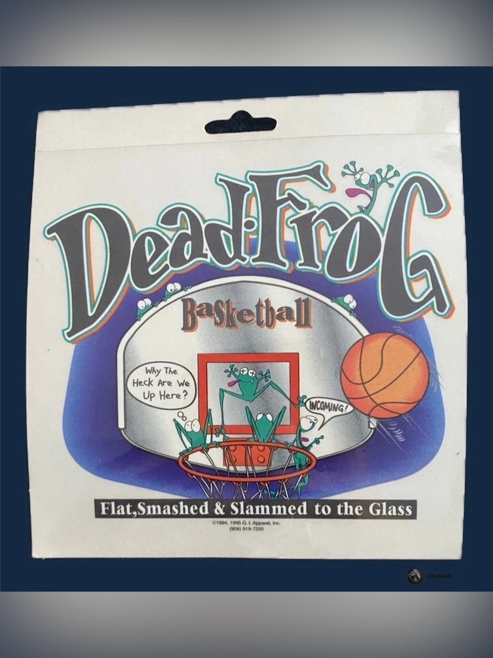 Vintage 1995 Dead Frog Basketball Sticker GI Apparel Flat Smashed Slammed NOS 5"